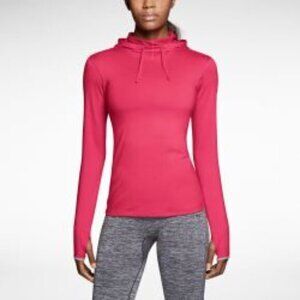 Nike Jacket Womens Size M Pink Pro Dri Fit Hoodie Hyperwarm Running‎ Pullover